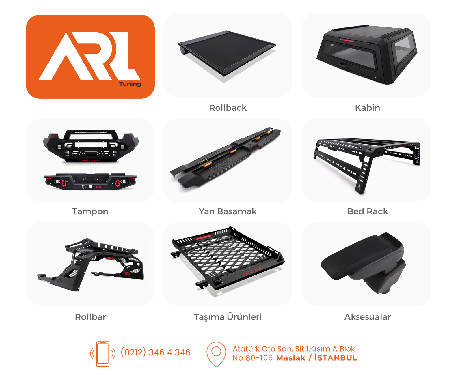 Rollback, Kabin, Tampon, Basamak, Bed Rack, Rollbar, Tavan Sepetleri Satış ve Montaj